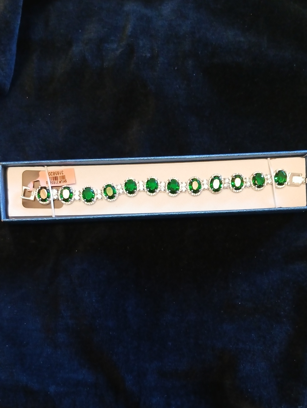 QVC Green Crystal Halo Tennis Bracelet